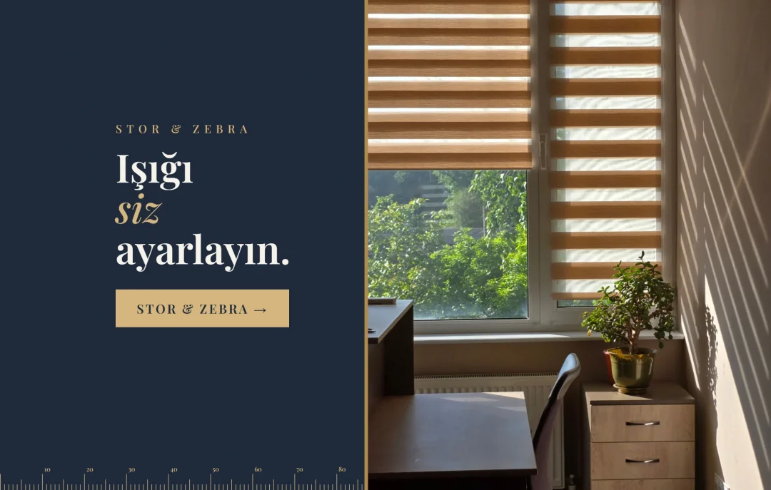 Çalışma köşesinde zebra perde